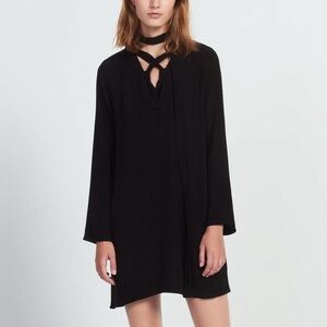 Sandro Lucina Lace Up V Neck Black Dress NEW Size 0/XS New with Tags